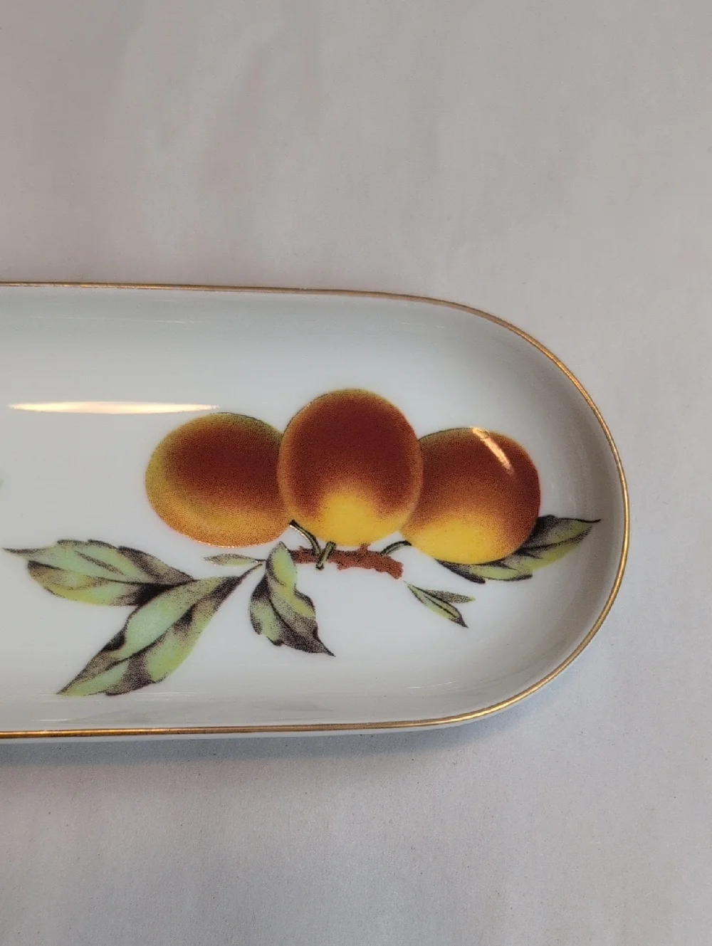 Vintage Royal Worcester Evesham Gold Fine Porcelain Mint Tray Apricot Design